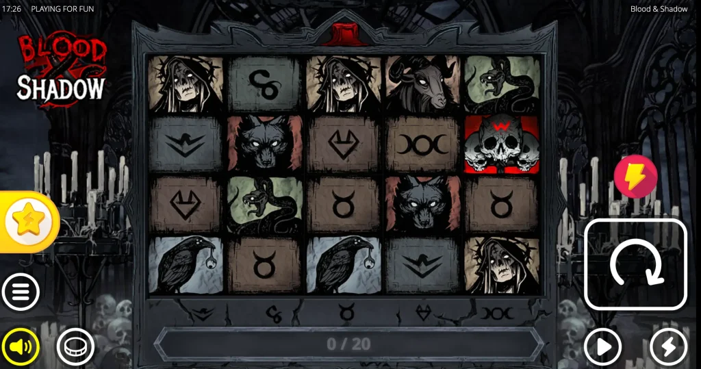 Blood & Shadow slot reels with Ritual Bar and eerie occult symbols