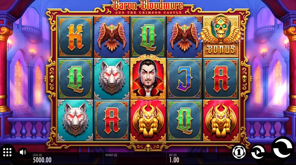 Free spins feature in Baron Bloodmore and the Crimson Castle slot