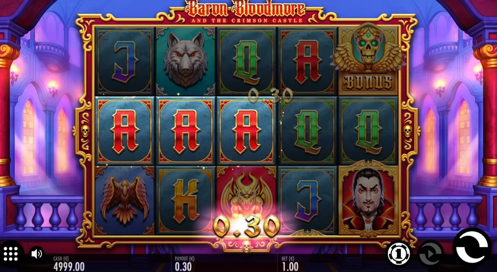 Symbols and icons from Baron Bloodmore slot game