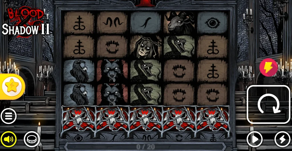 Reign of Terror free spins mode on expanded 5x5 grid in Blood & Shadow 2