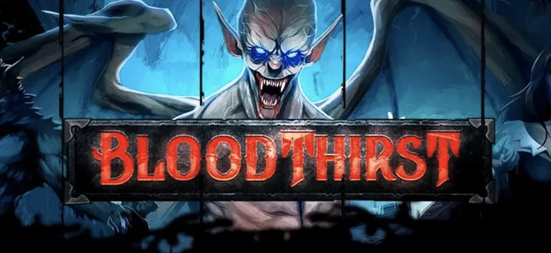Main promotional artwork for Bloodthirst slot by Hacksaw Gaming, featuring nightmarish monsters and dark gothic design.