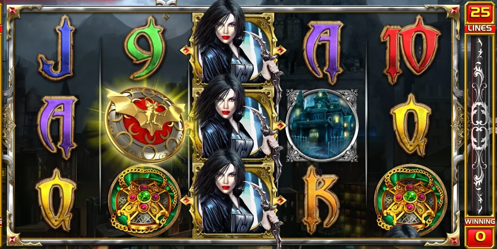 Haunted castle background from Castle Blood slot game with dark fantasy vibe