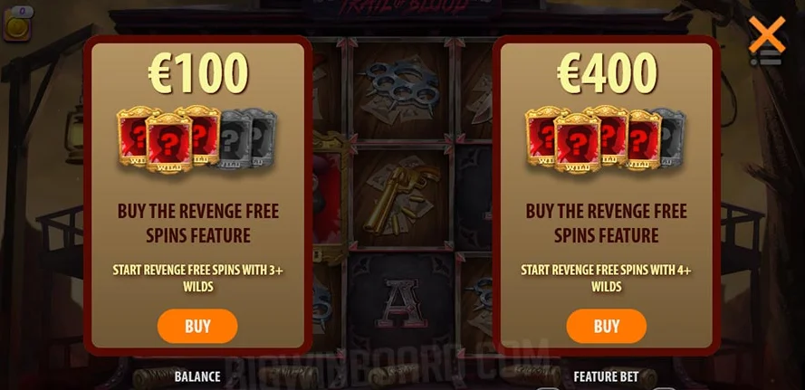 Bonus feature activation screen in Sticky Bandits Trail of Blood slot