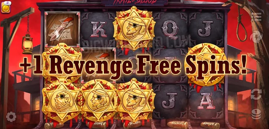 Free spins round in Sticky Bandits Trail of Blood showing locked wilds