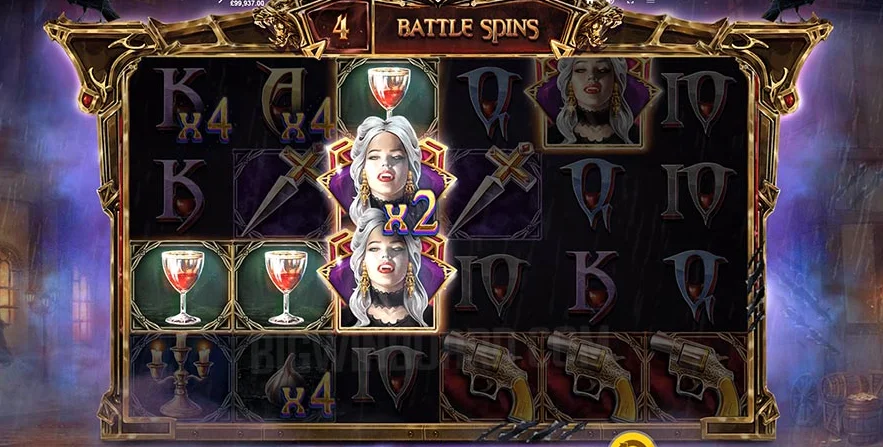 Bonus round Vampire Spins feature in Transylvania Night of Blood slot