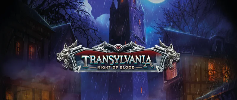 Main game screen of Transylvania Night of Blood slot with misty cobbled street